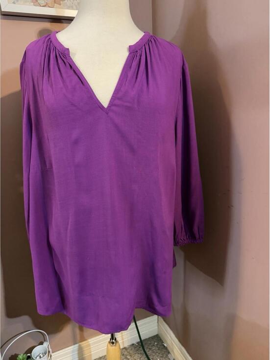 Ava & Viv Tops - Ava & Viv Rayon Pullover Blouse Womens Size 1X Purple 3/4 Sleeve New